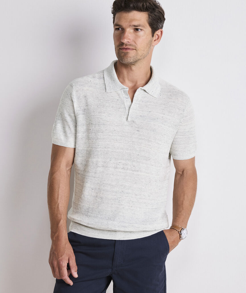 Linen Blend Sweater Polo