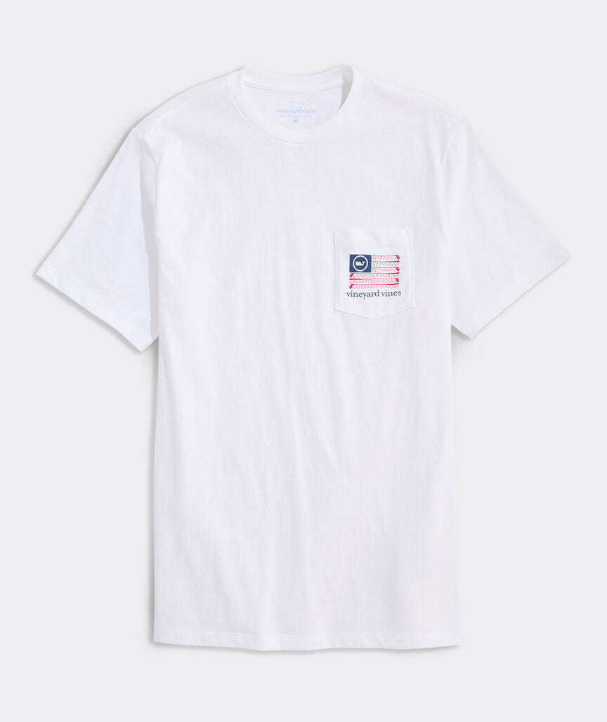 Camiseta de manga corta con bolsillo y bandera americana de golf 