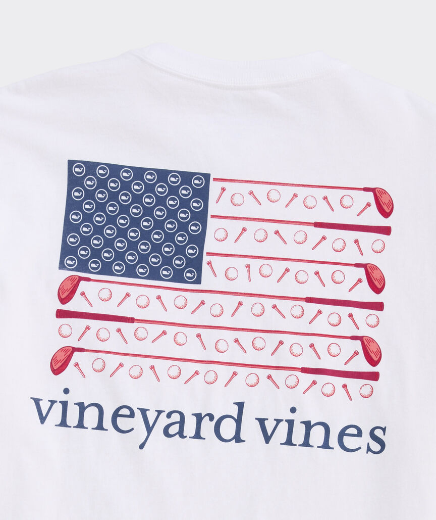 Camiseta de manga corta con bolsillo y bandera americana de golf 