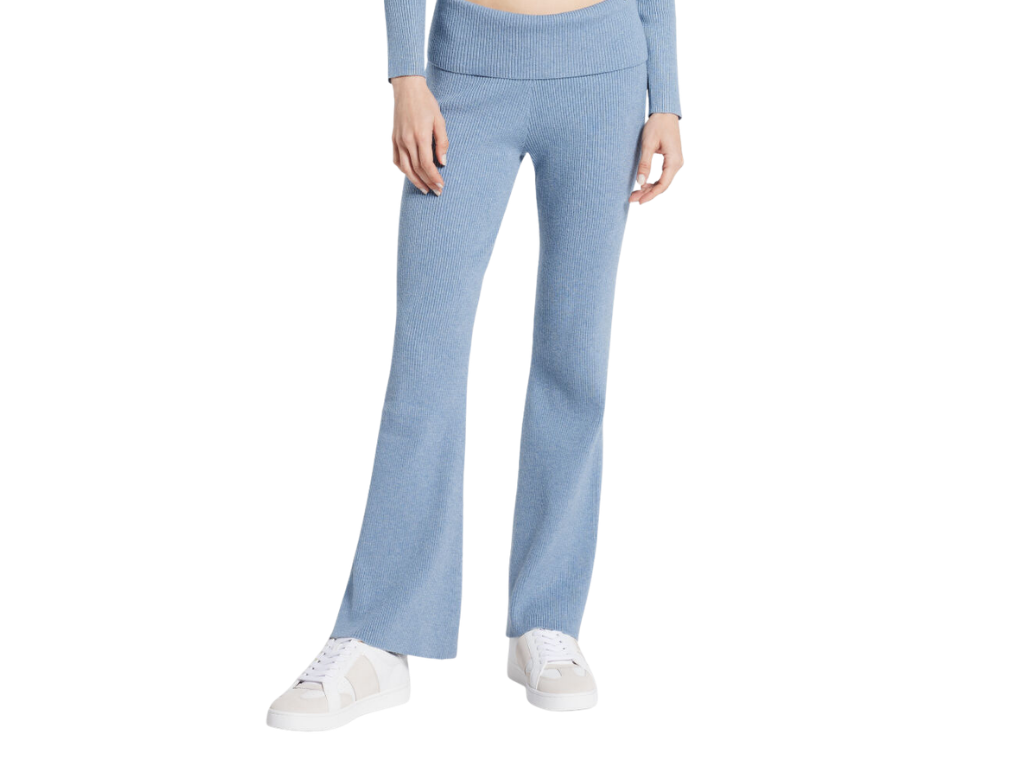 Women’s Light Blue Ribbed Knit Pants
