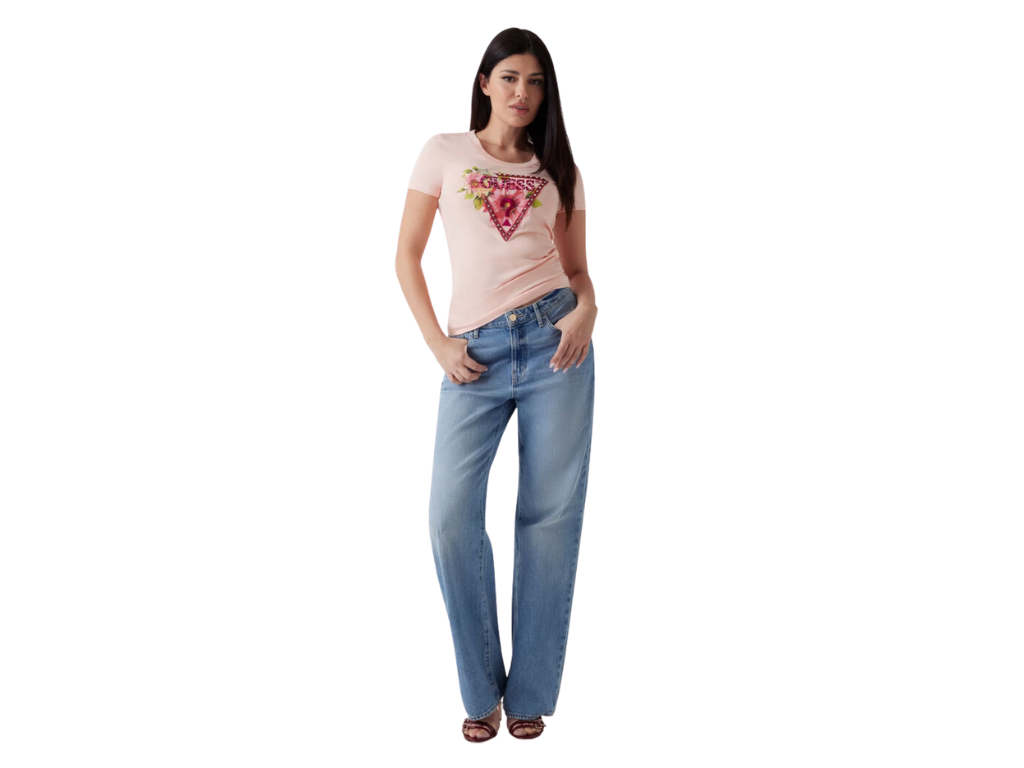 Women’s GUESS Floral Triangle Logo T-Shirt