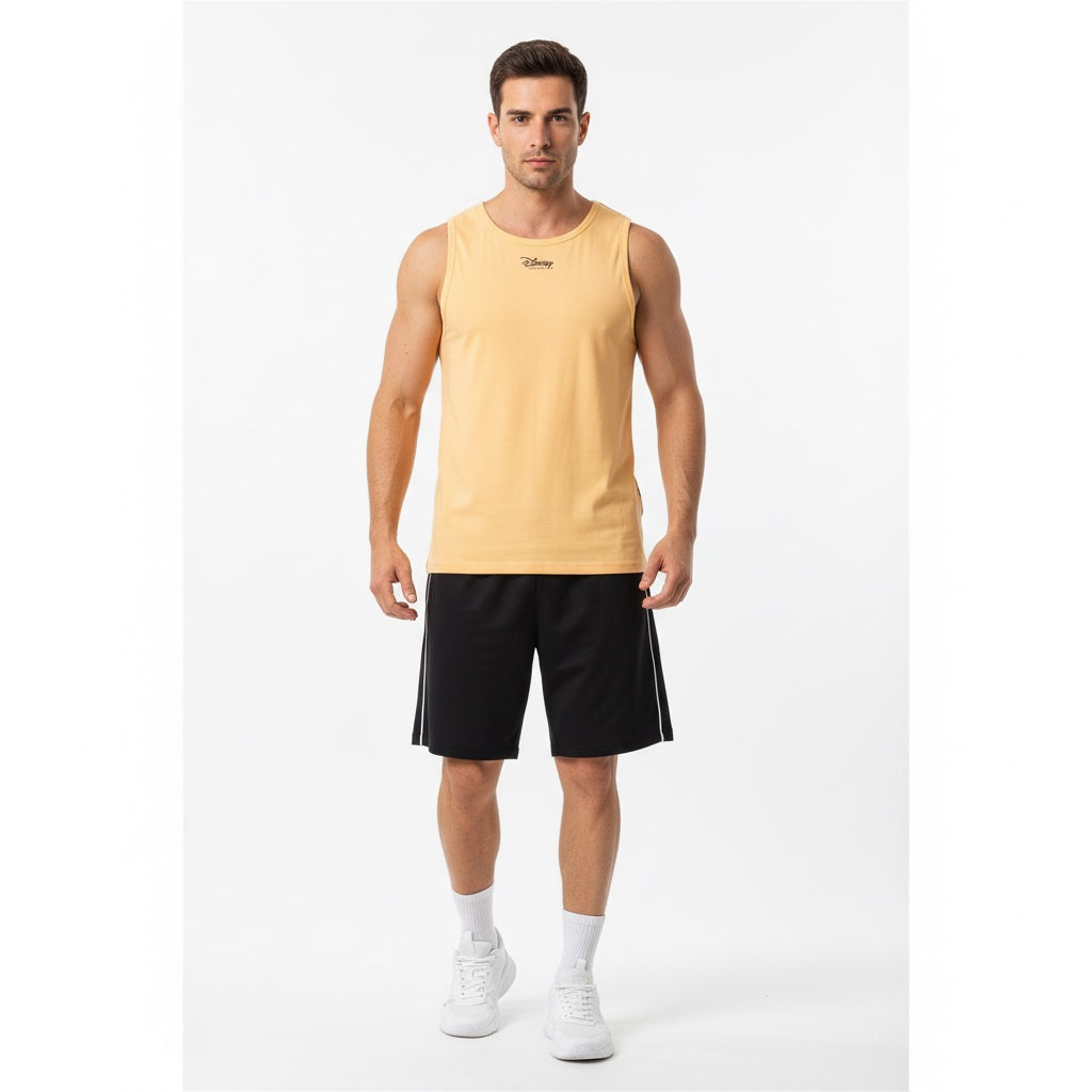 Men Disney Yellow Tank Top Front View