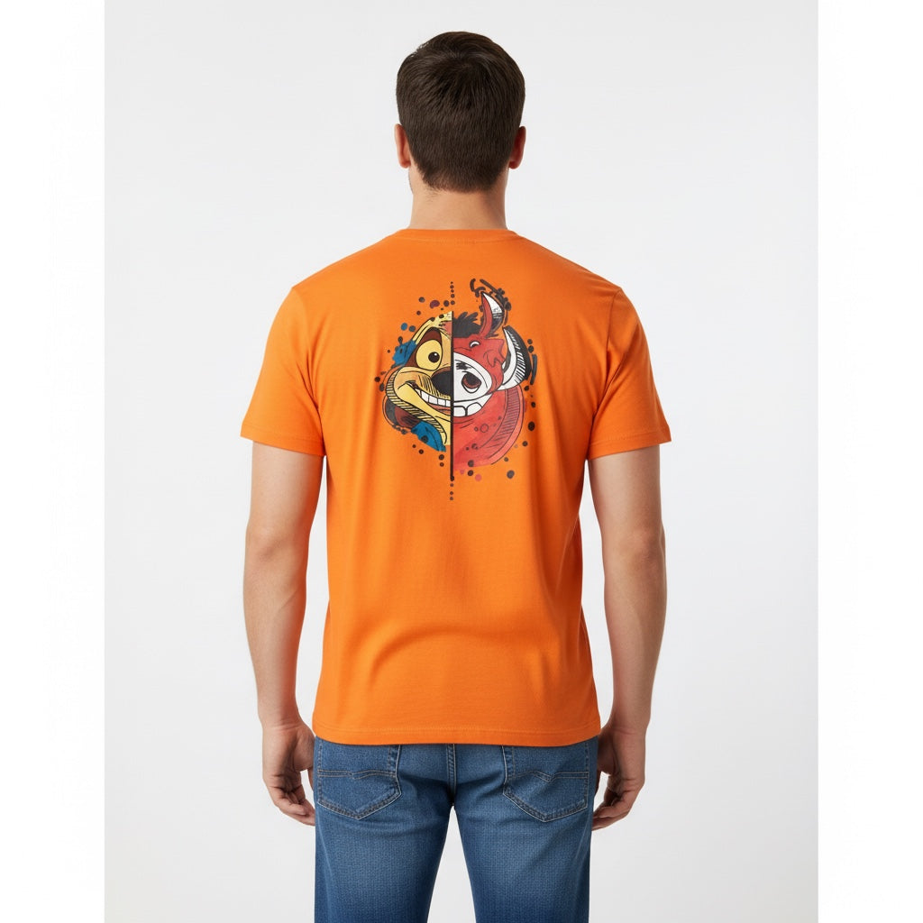 Men Chip and Dale Orange T-Shirt Back View