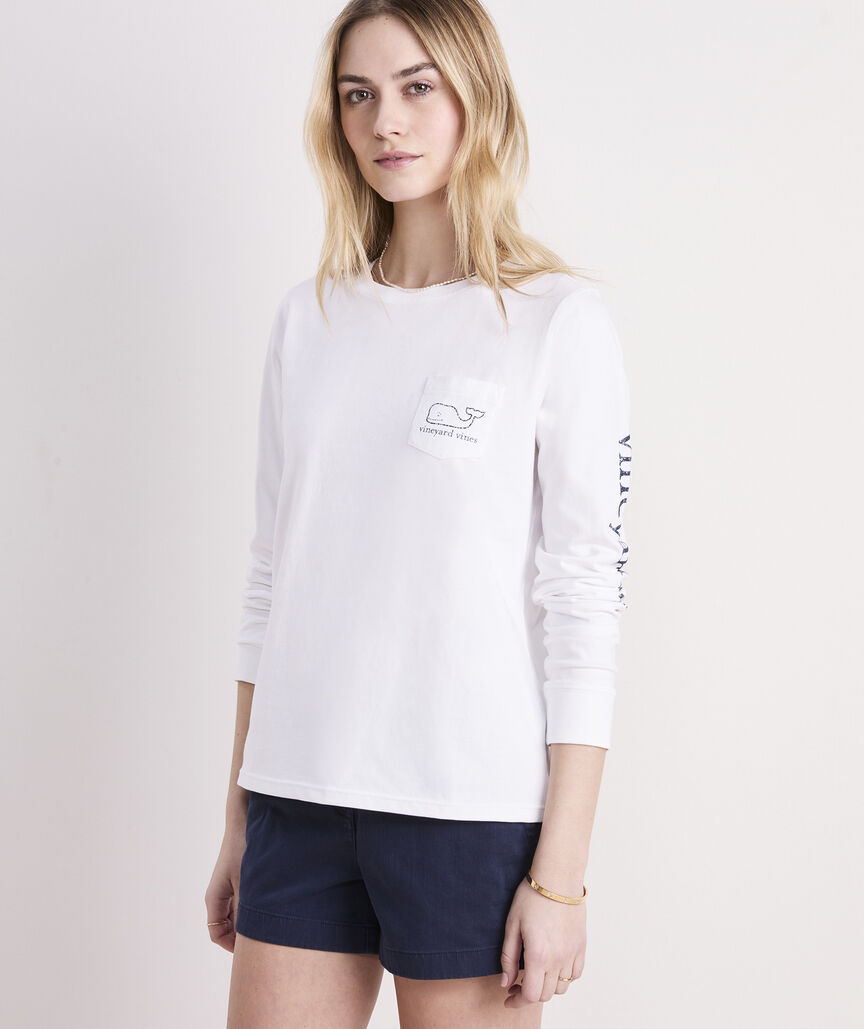 Vintage Whale Long-Sleeve Pocket Tee