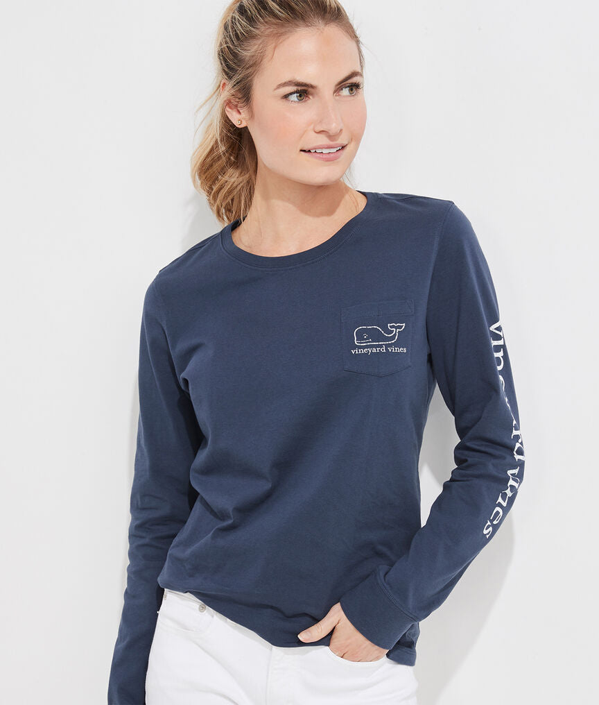 Vintage Whale Long-Sleeve Pocket Tee