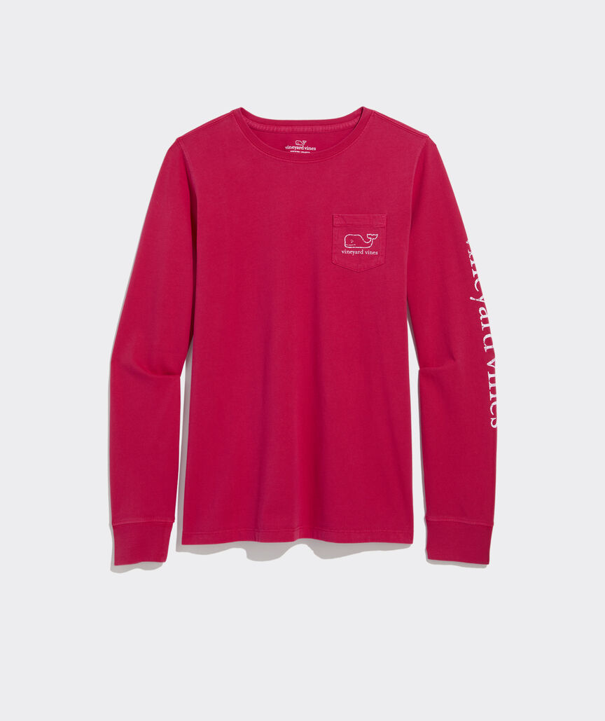 Garment-Dyed Vintage Whale Long-Sleeve Pocket Tee