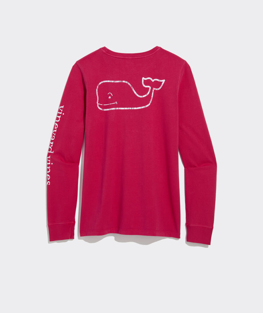 Garment-Dyed Vintage Whale Long-Sleeve Pocket Tee