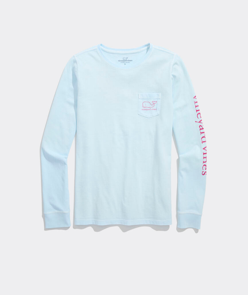 Garment-Dyed Vintage Whale Long-Sleeve Pocket Tee