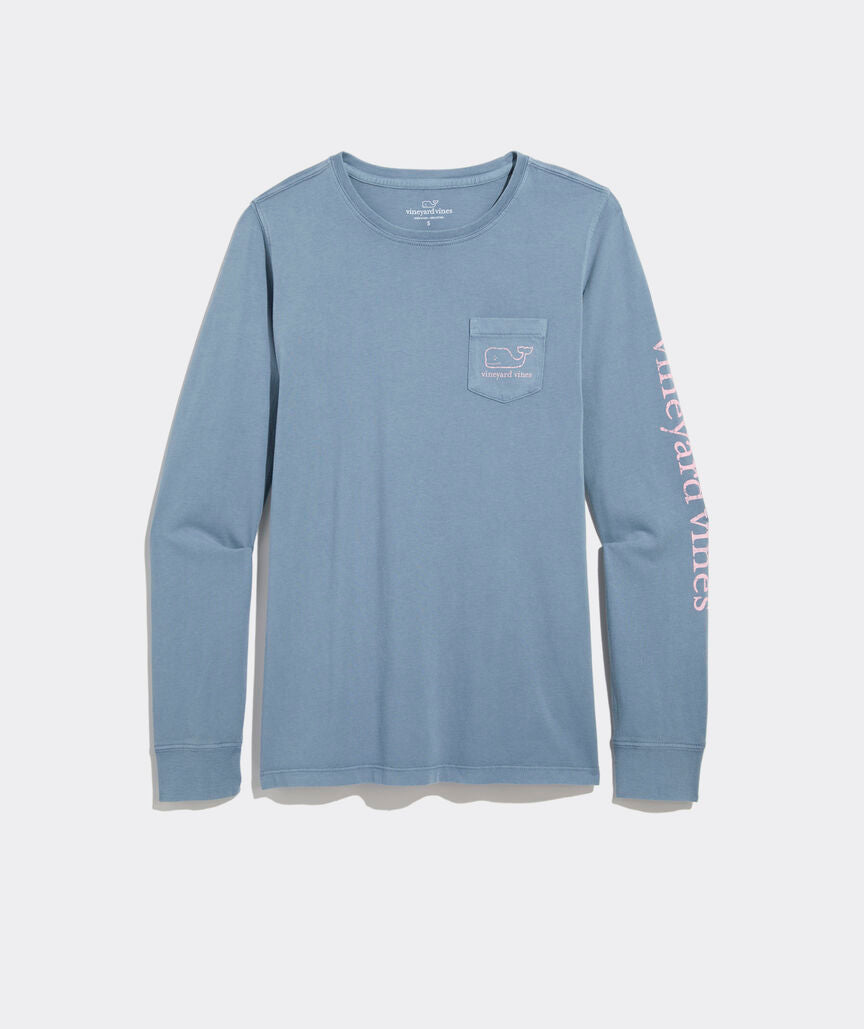Garment-Dyed Vintage Whale Long-Sleeve Pocket Tee