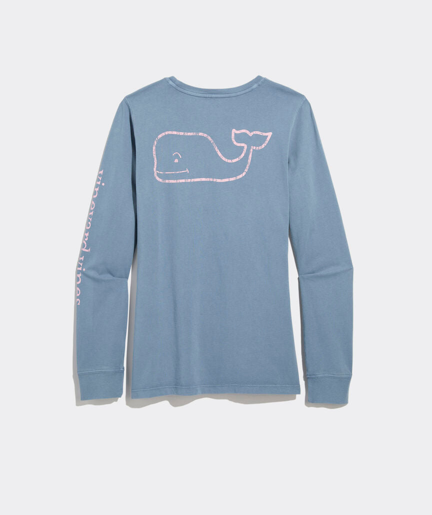 Garment-Dyed Vintage Whale Long-Sleeve Pocket Tee