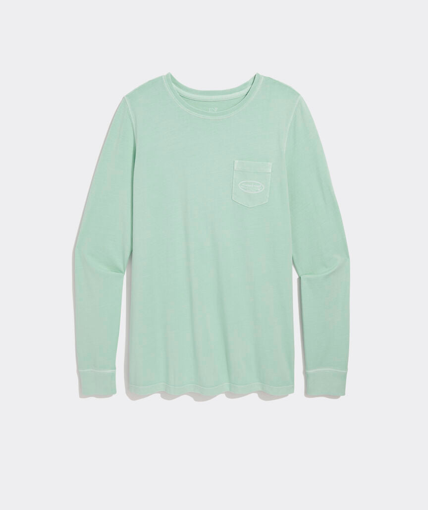 Garment-Dyed Surf Logo Long-Sleeve Pocket Tee