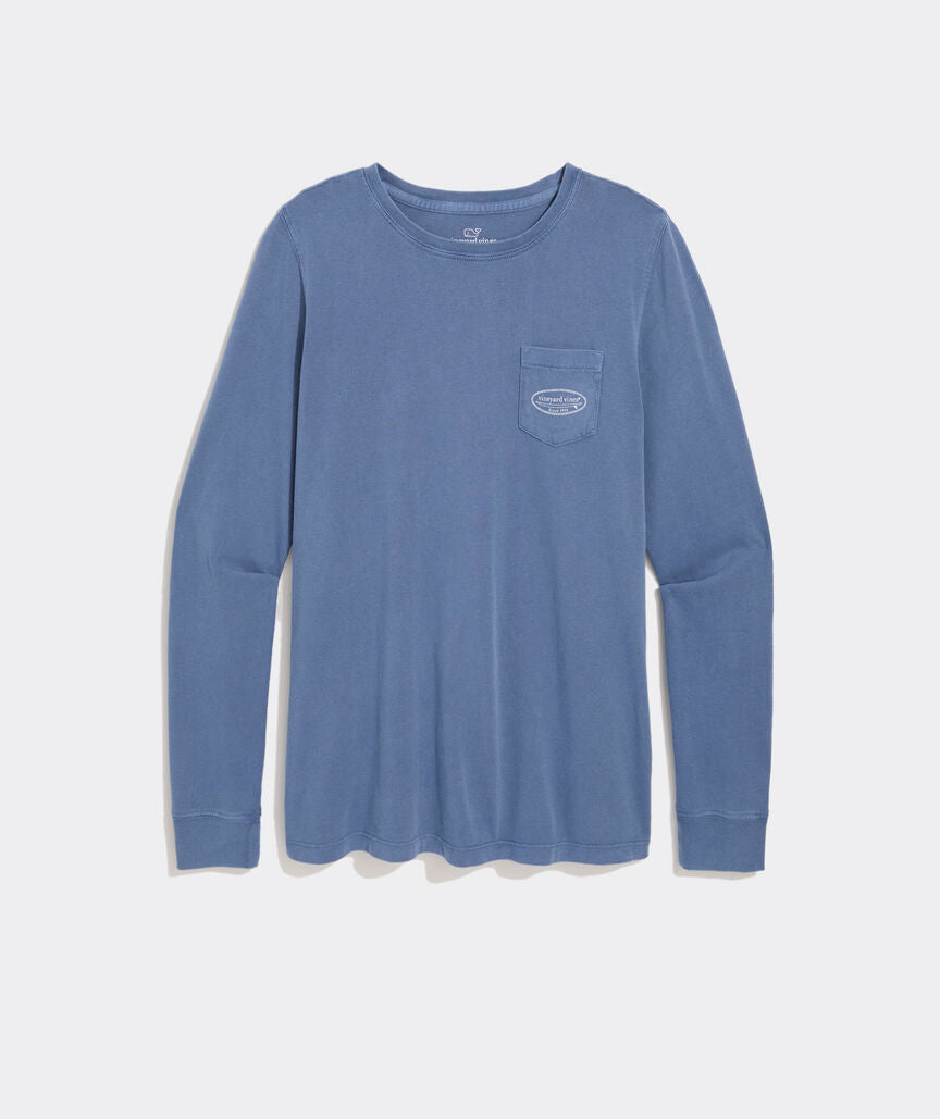 Garment-Dyed Surf Logo Long-Sleeve Pocket Tee