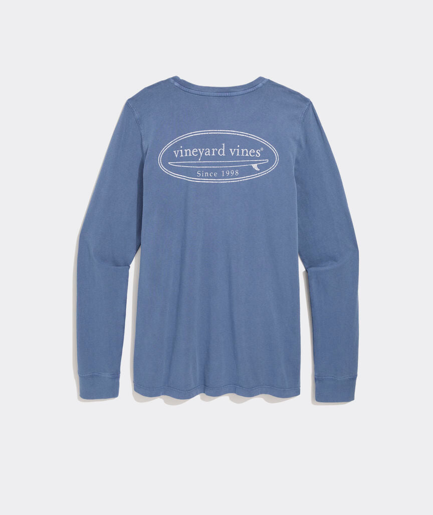 Garment-Dyed Surf Logo Long-Sleeve Pocket Tee