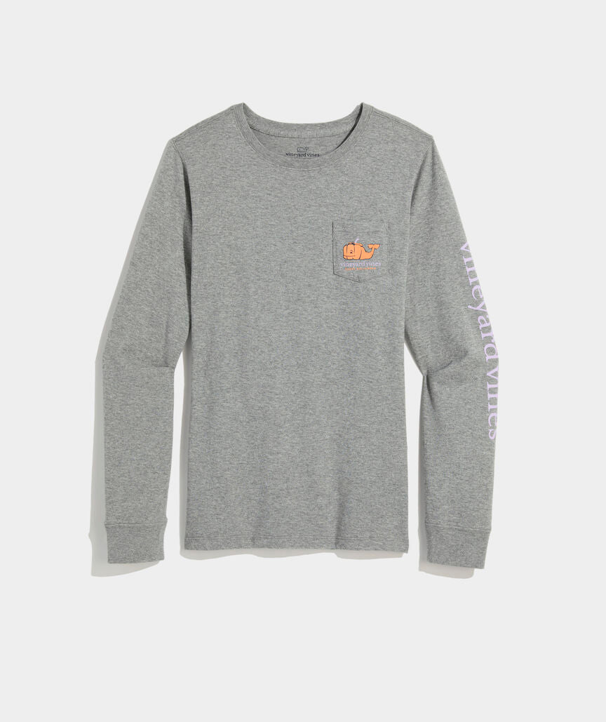 Pumpkin Icon Whale Fill Long-Sleeve Pocket Tee