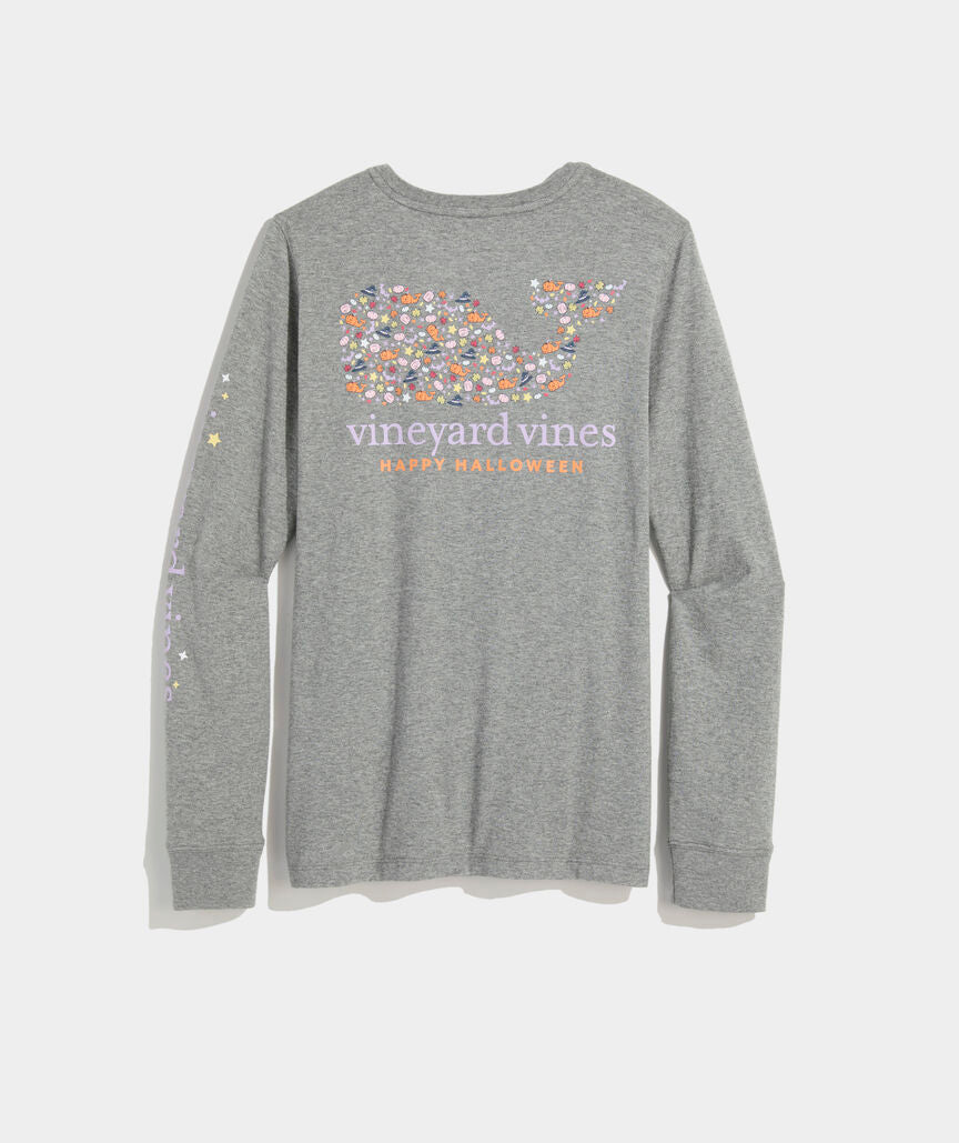 Pumpkin Icon Whale Fill Long-Sleeve Pocket Tee