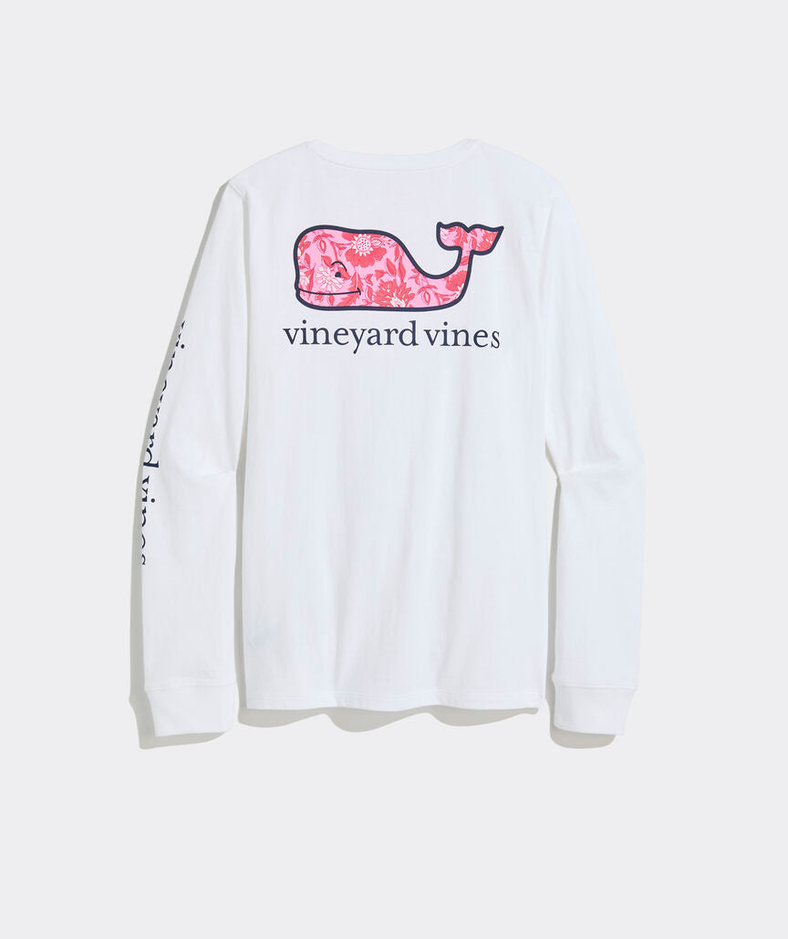 Edie Floral Whale Fill Long-Sleeve Pocket Tee