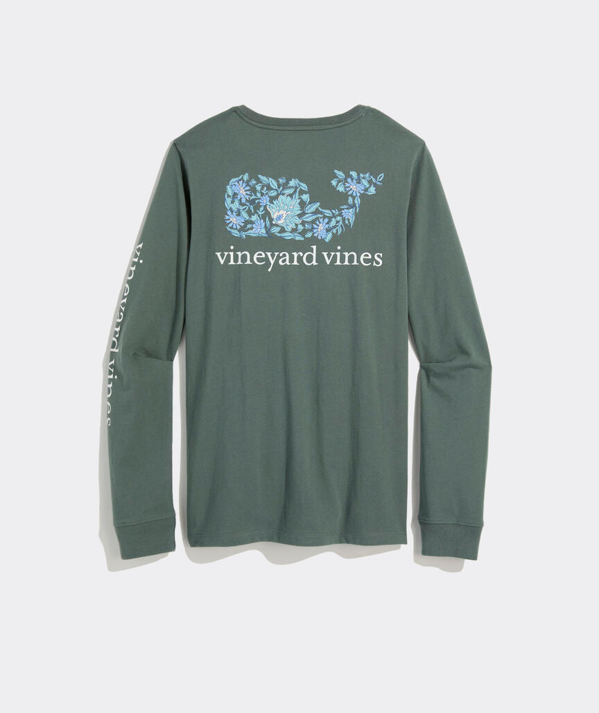 Edie Floral Dynamic Whale Fill Long-Sleeve Pocket Tee