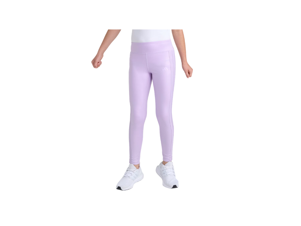 Person wearing light purple leggings on a white background