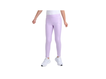 Person wearing light purple leggings on a white background