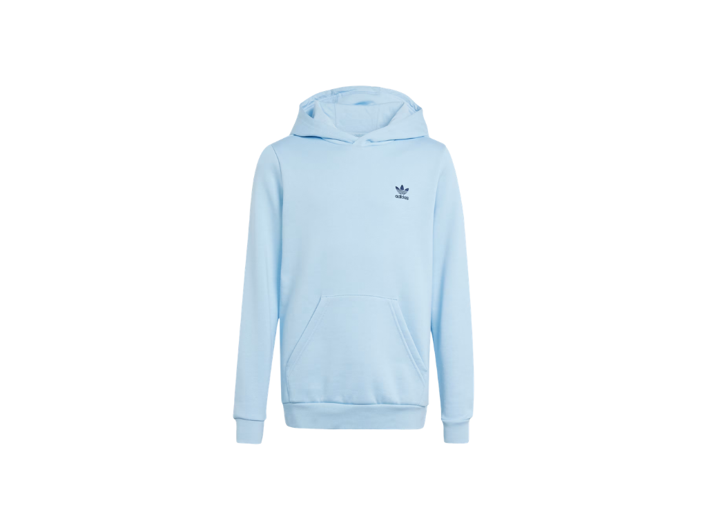 Light blue hoodie with Adidas logo on a white background