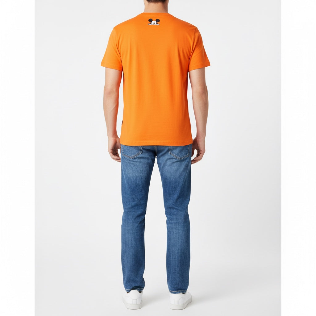 Men Mickey Mouse Orange T-Shirt Back View