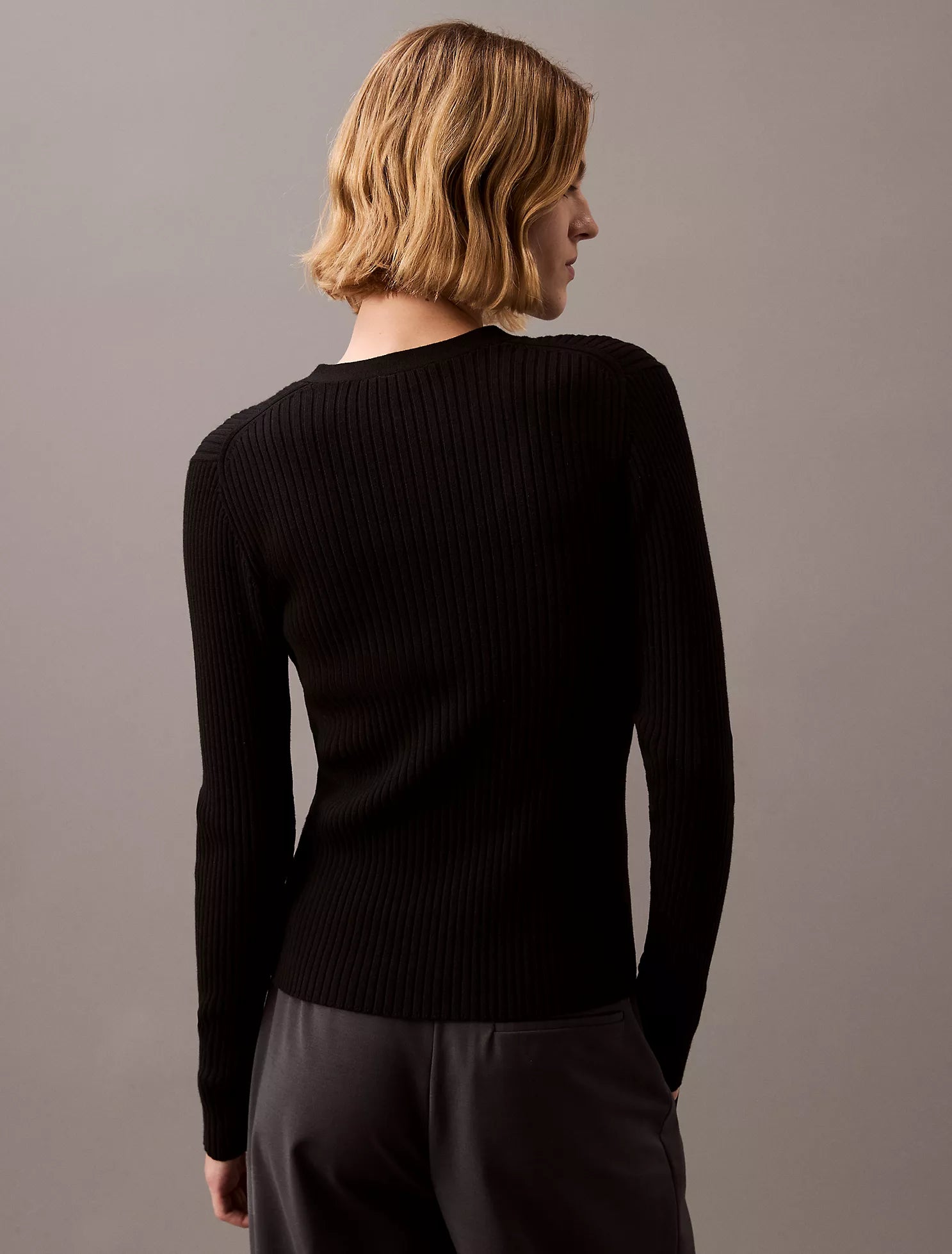 Smooth Cotton Rib Sweater Cardigan