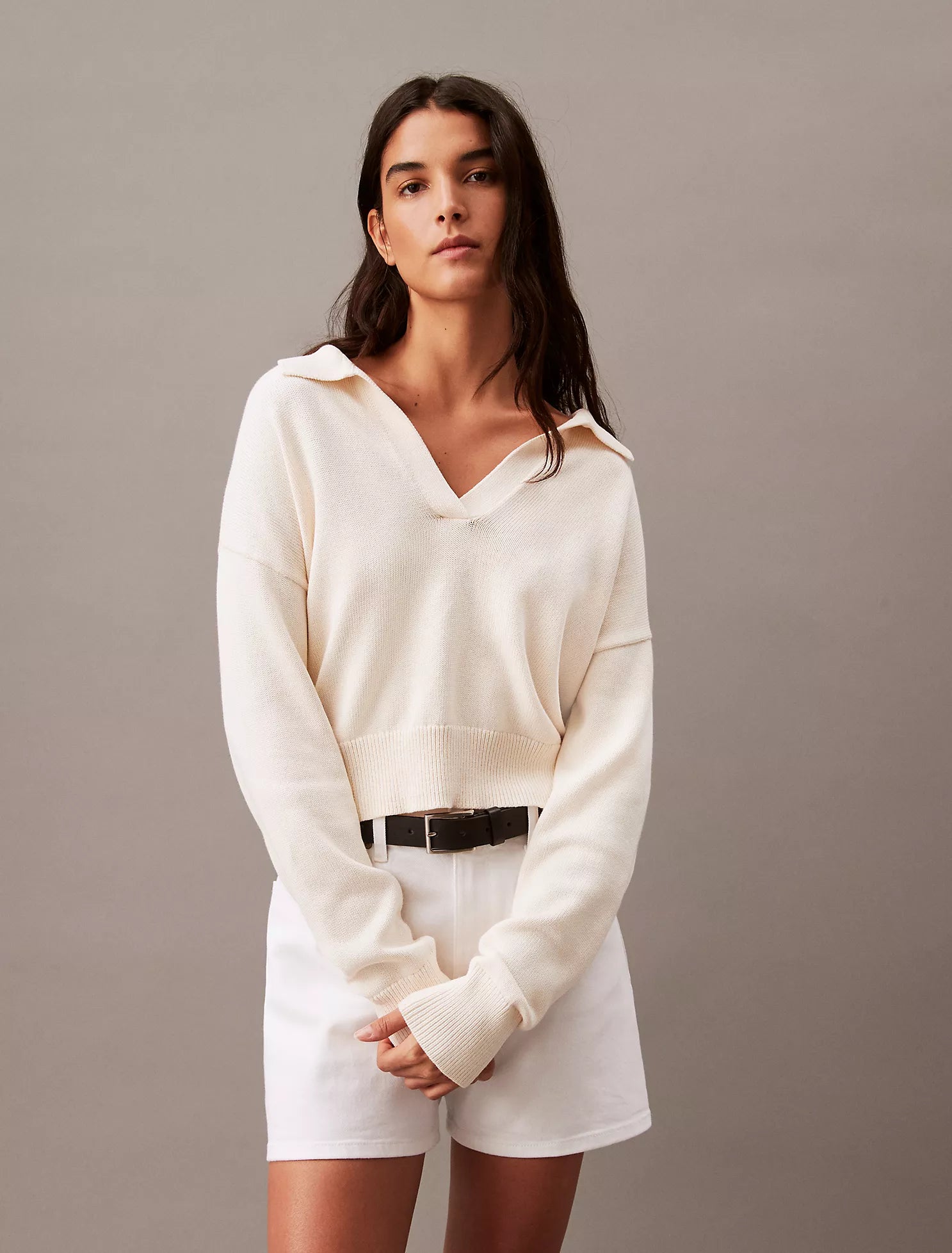 Smooth Cotton Polo Sweater