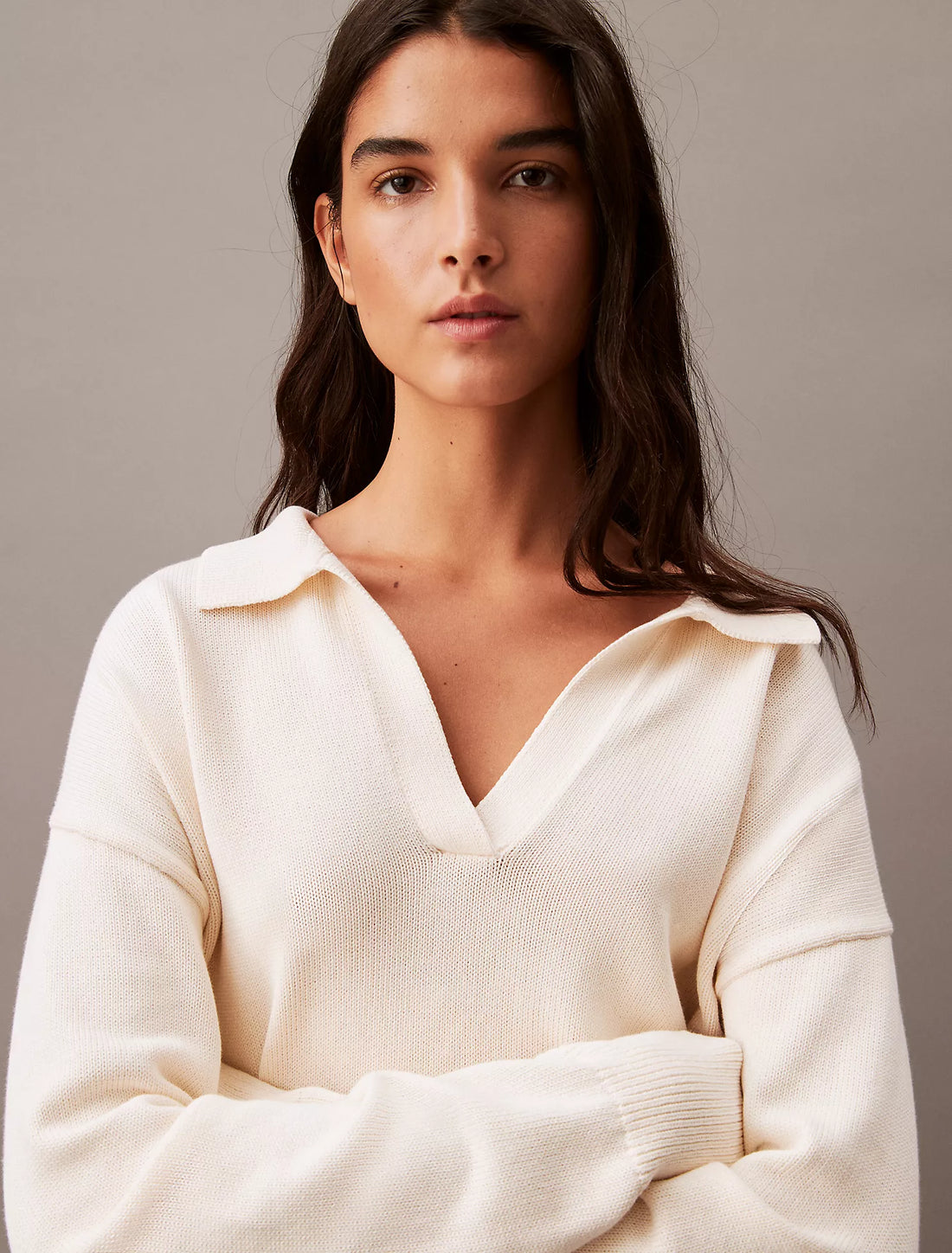 Smooth Cotton Polo Sweater