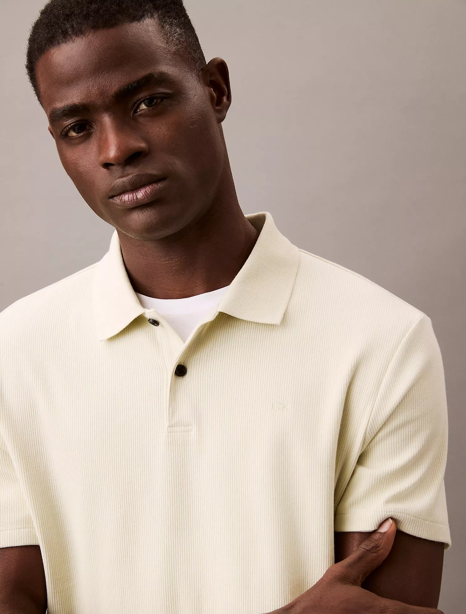 Stretch Fine Rib Polo Shirt