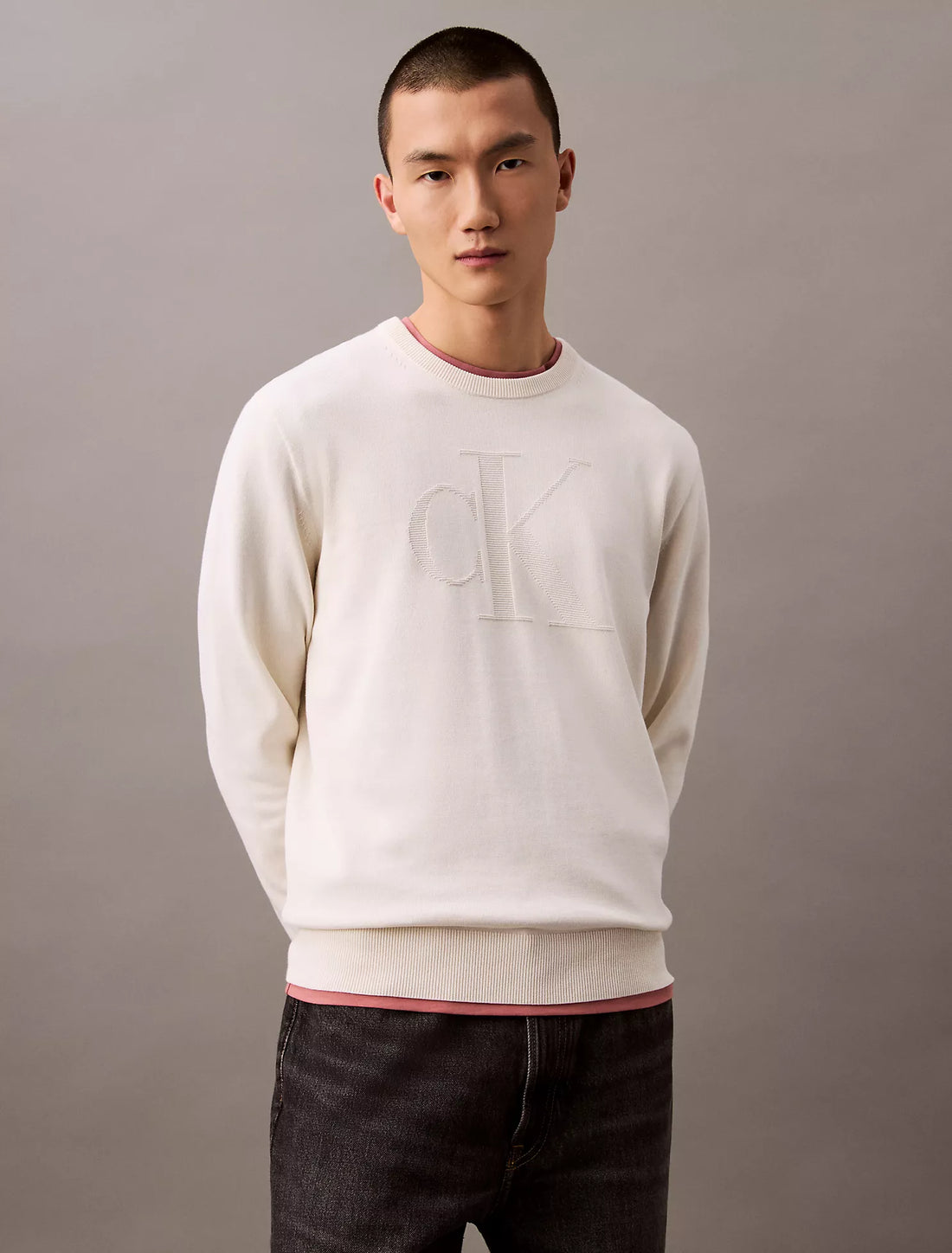 Smooth Cotton Monogram Logo Sweater