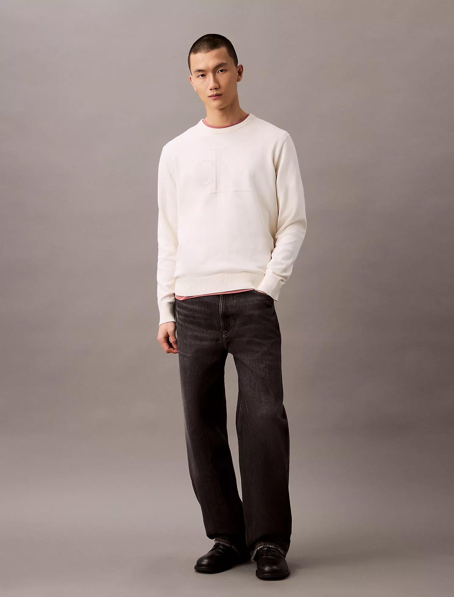 Smooth Cotton Monogram Logo Sweater