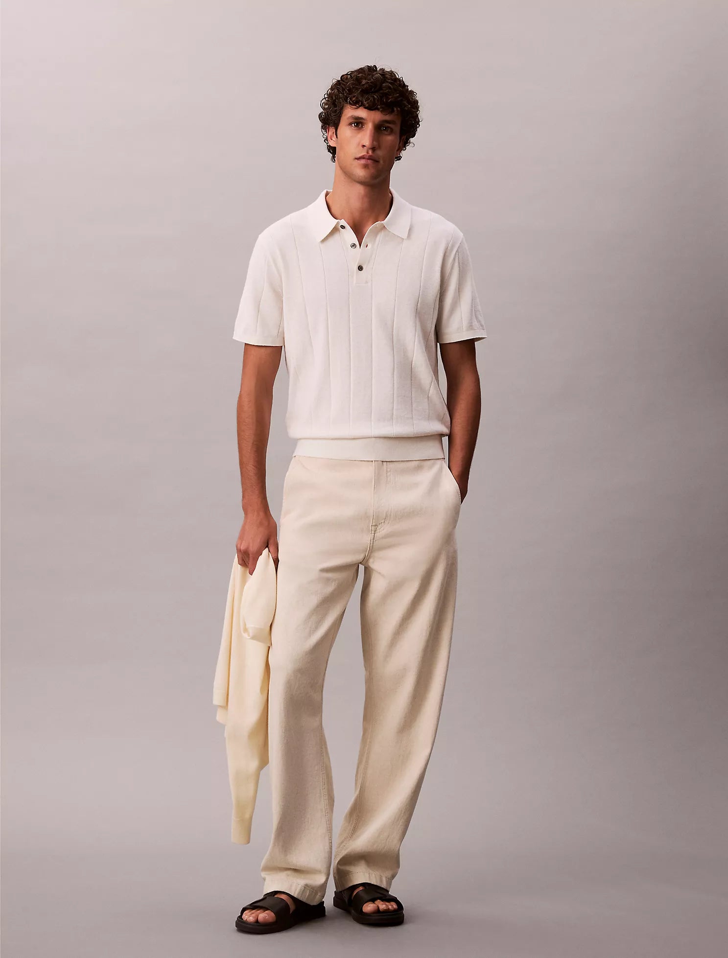 Wool Cotton Classic Polo Sweater