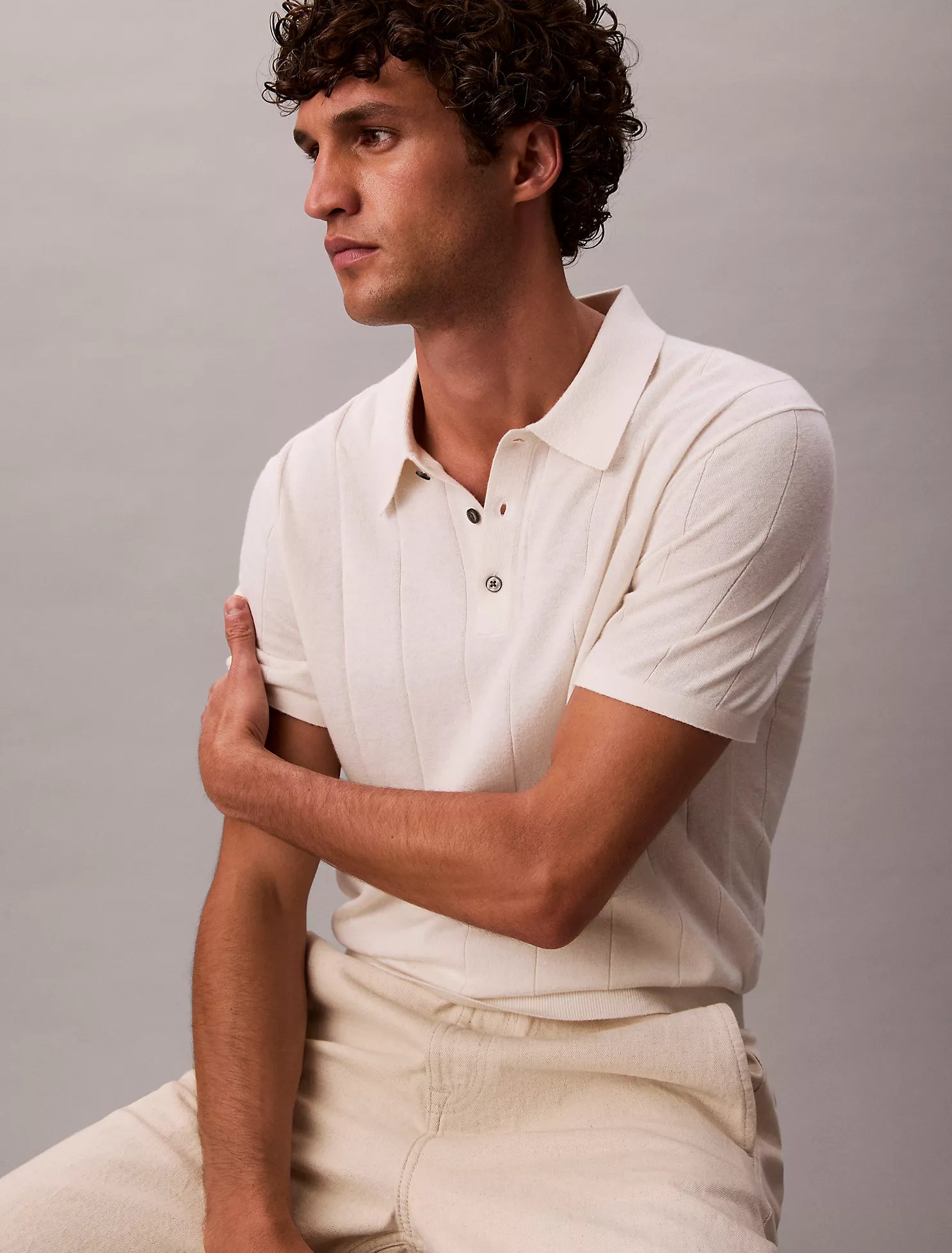 Wool Cotton Classic Polo Sweater