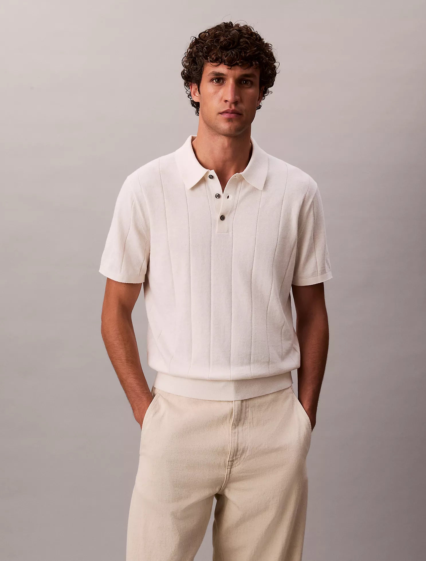 Wool Cotton Classic Polo Sweater
