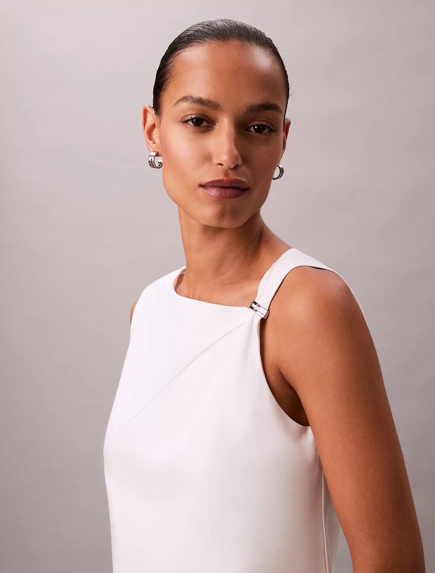 Cotton Asymmetric Drape Sleeveless Top