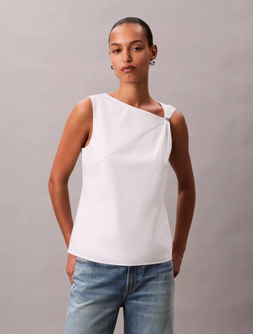 Cotton Asymmetric Drape Sleeveless Top