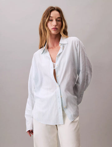 Print Dolman Sleeve Button-Down Shirt