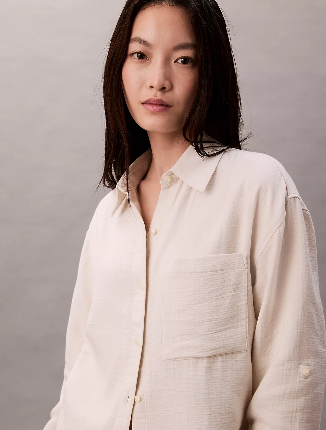 Double Gauze Roll Tab Shirt