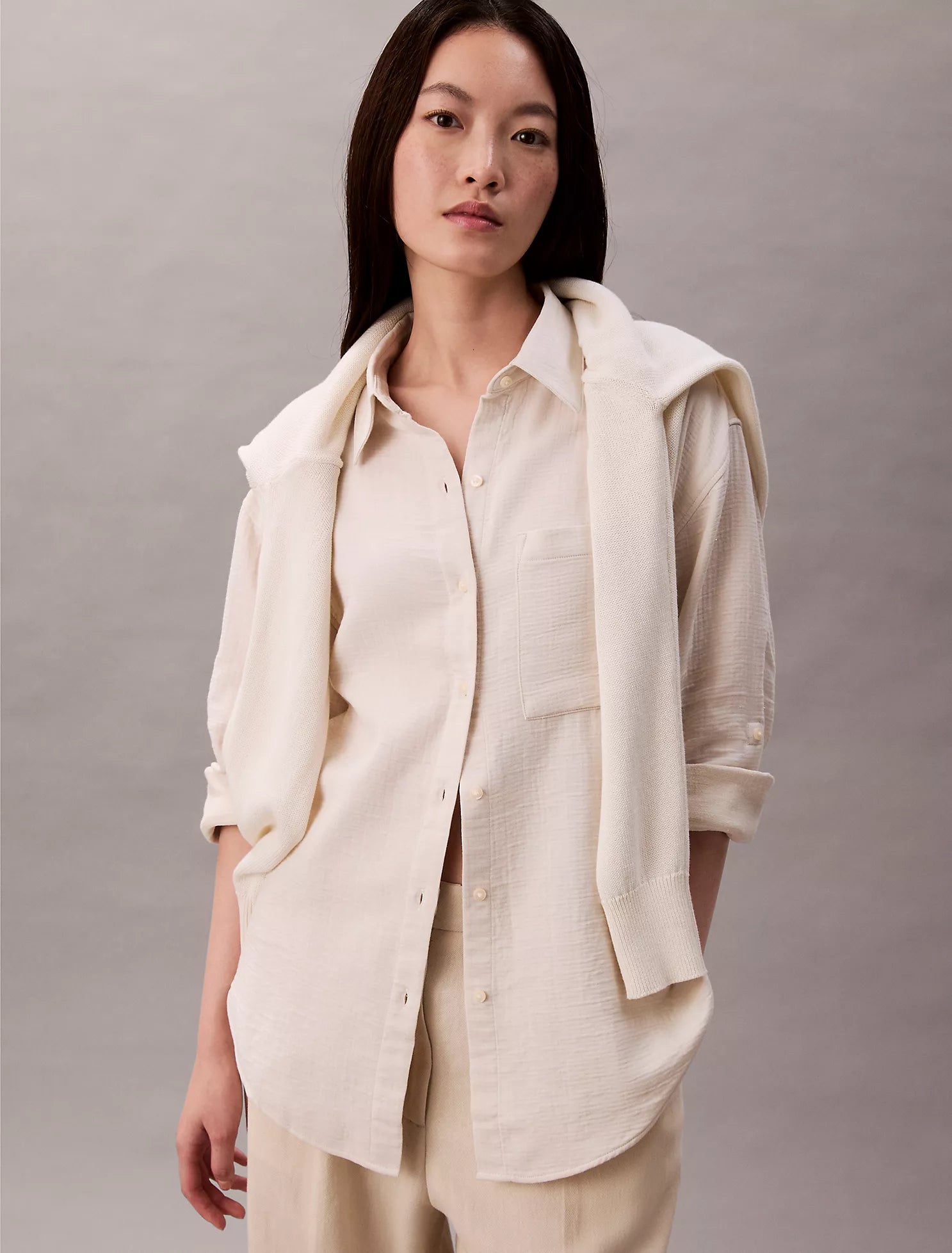 Double Gauze Roll Tab Shirt