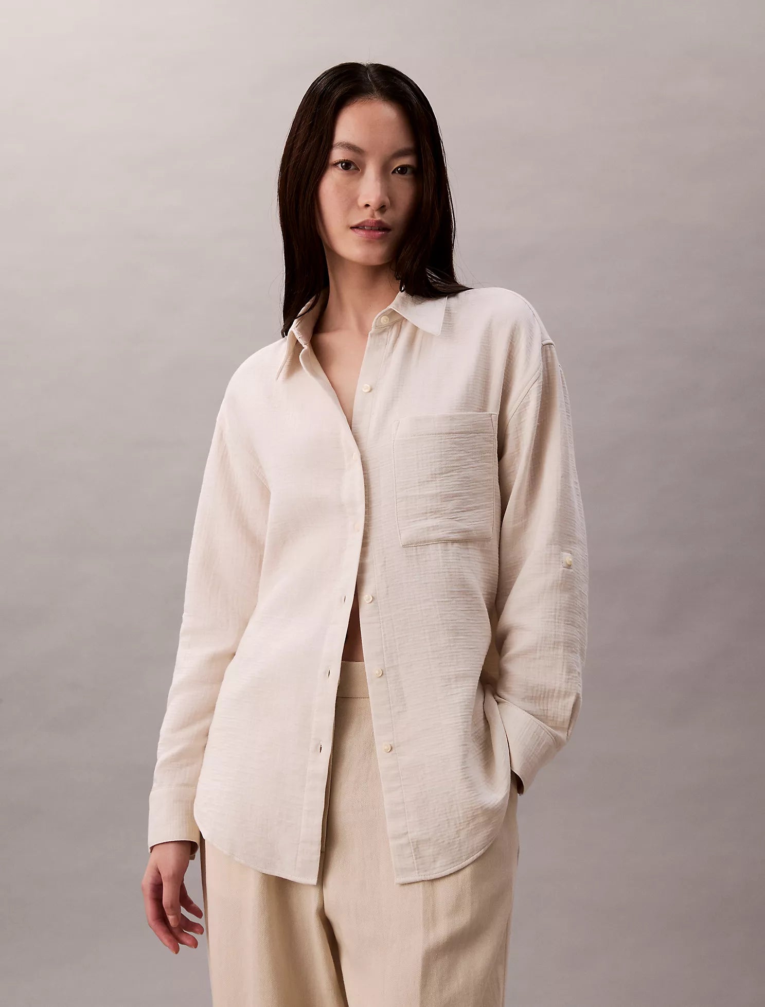 Double Gauze Roll Tab Shirt