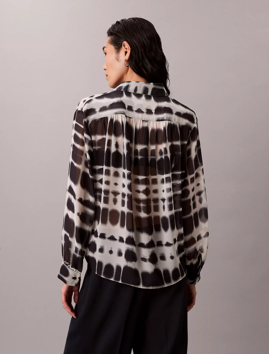 Chiffon Printed Classic Button-Down Shirt
