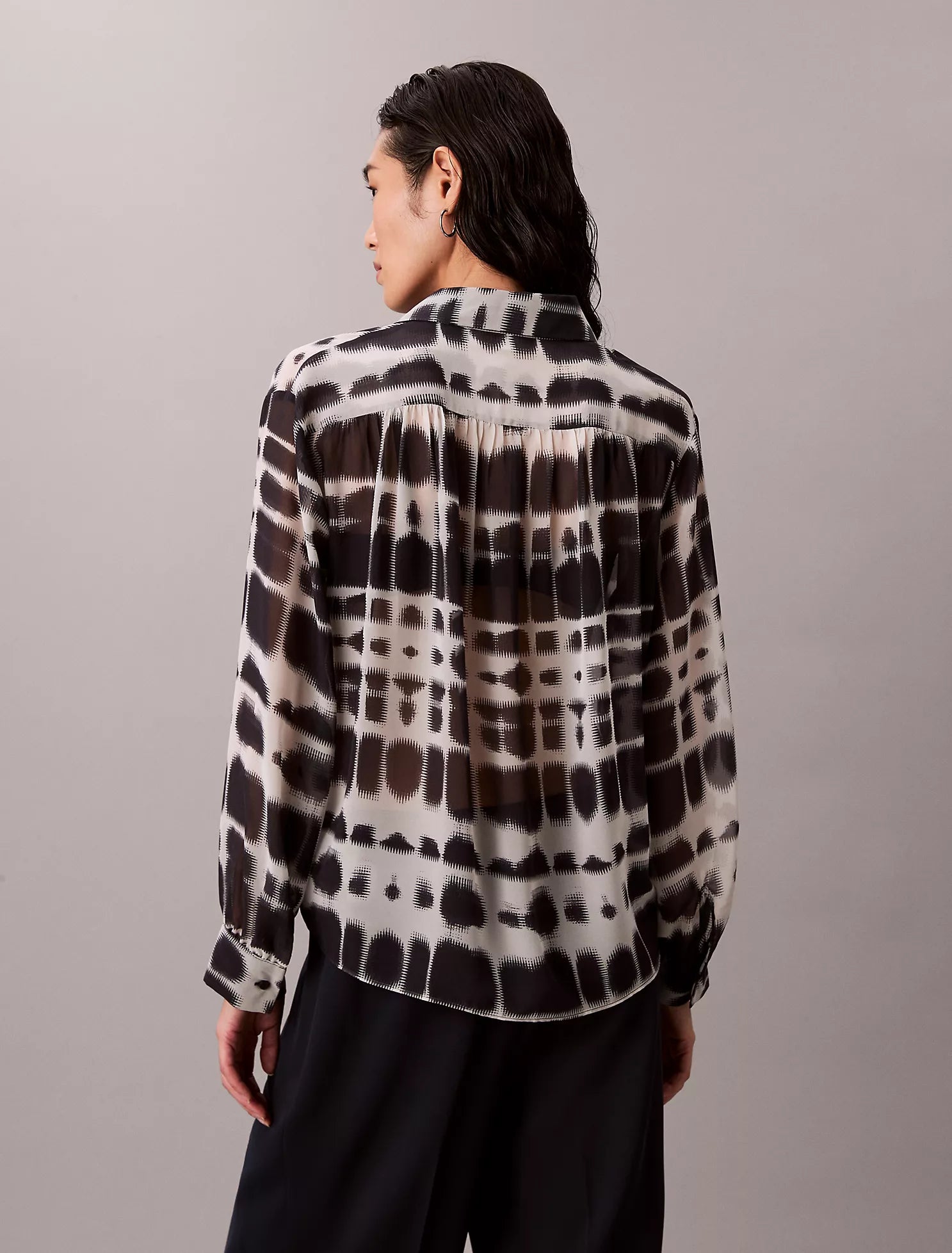 Chiffon Printed Classic Button-Down Shirt