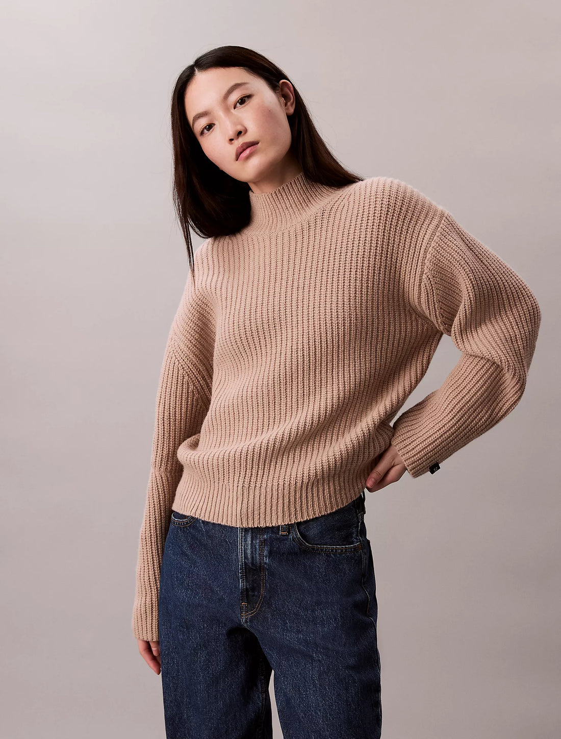 Ribbed Chunky Relaxed Turtleneck Sweater