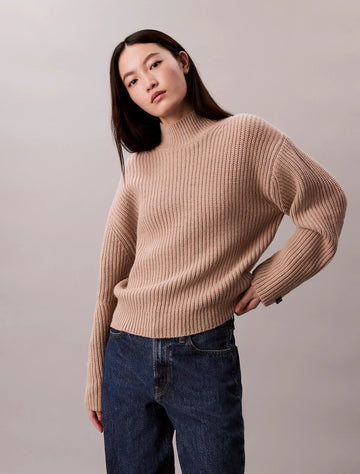 Ribbed Chunky Relaxed Turtleneck Sweater