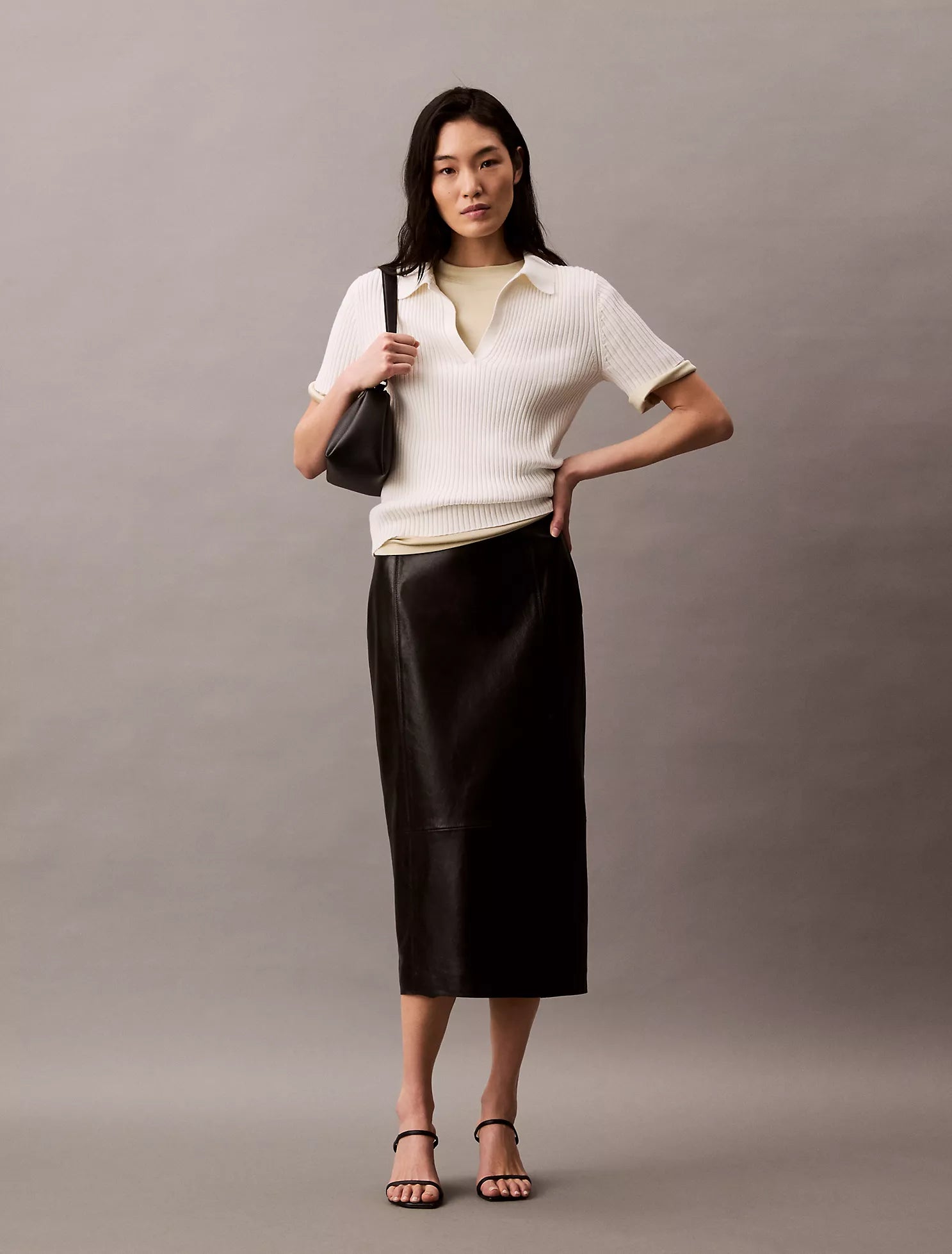 Smooth Cotton Rib Sweater Polo Shirt