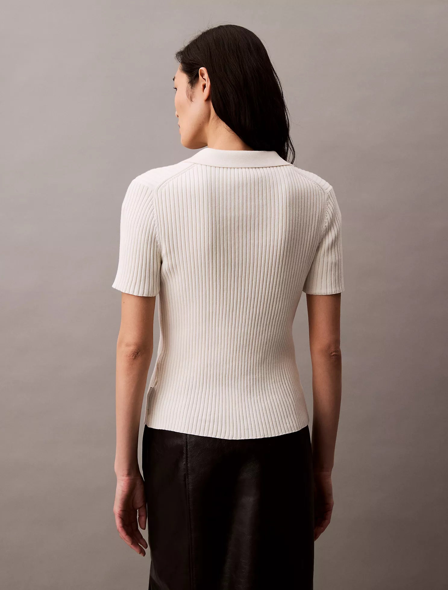 Smooth Cotton Rib Sweater Polo Shirt