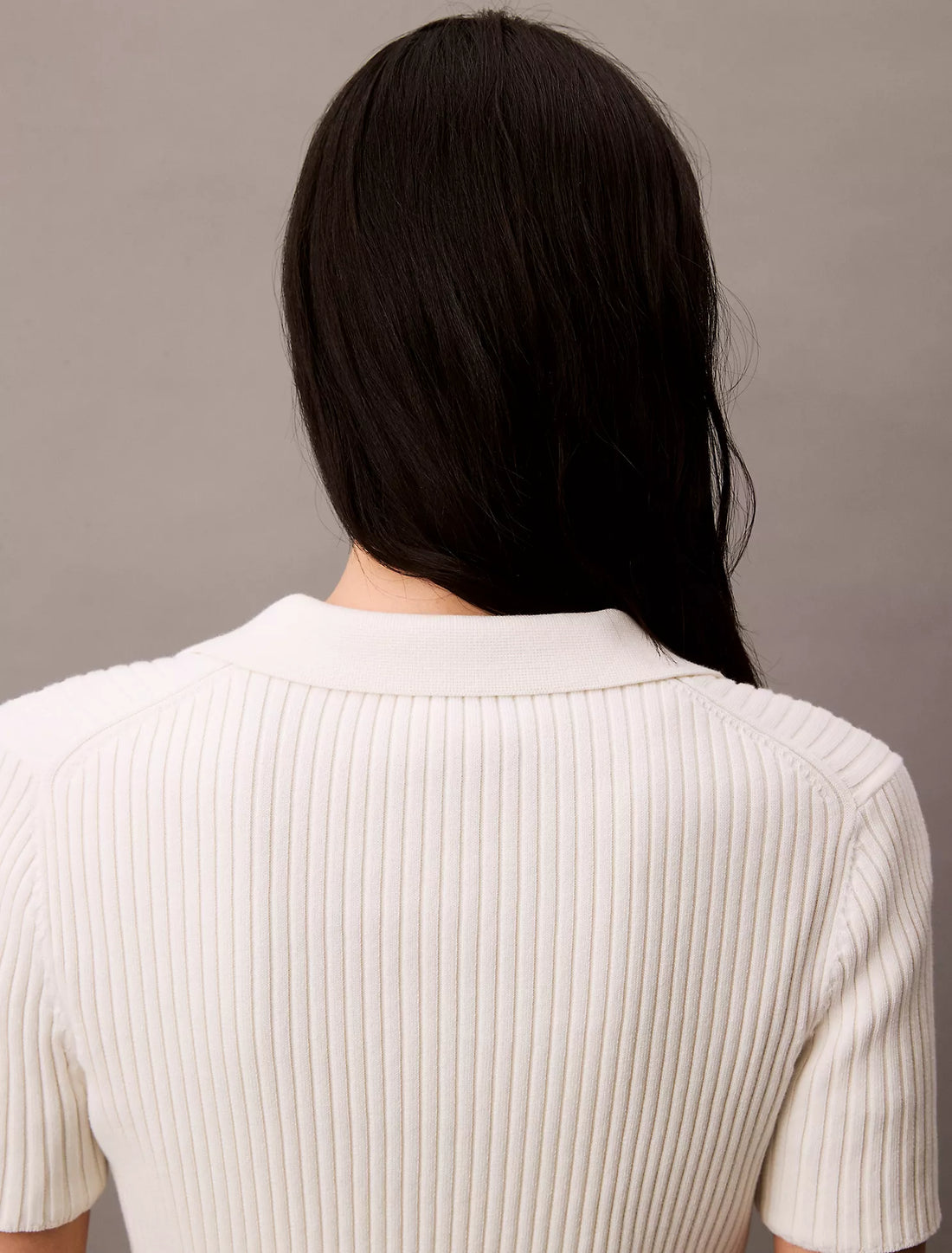 Smooth Cotton Rib Sweater Polo Shirt