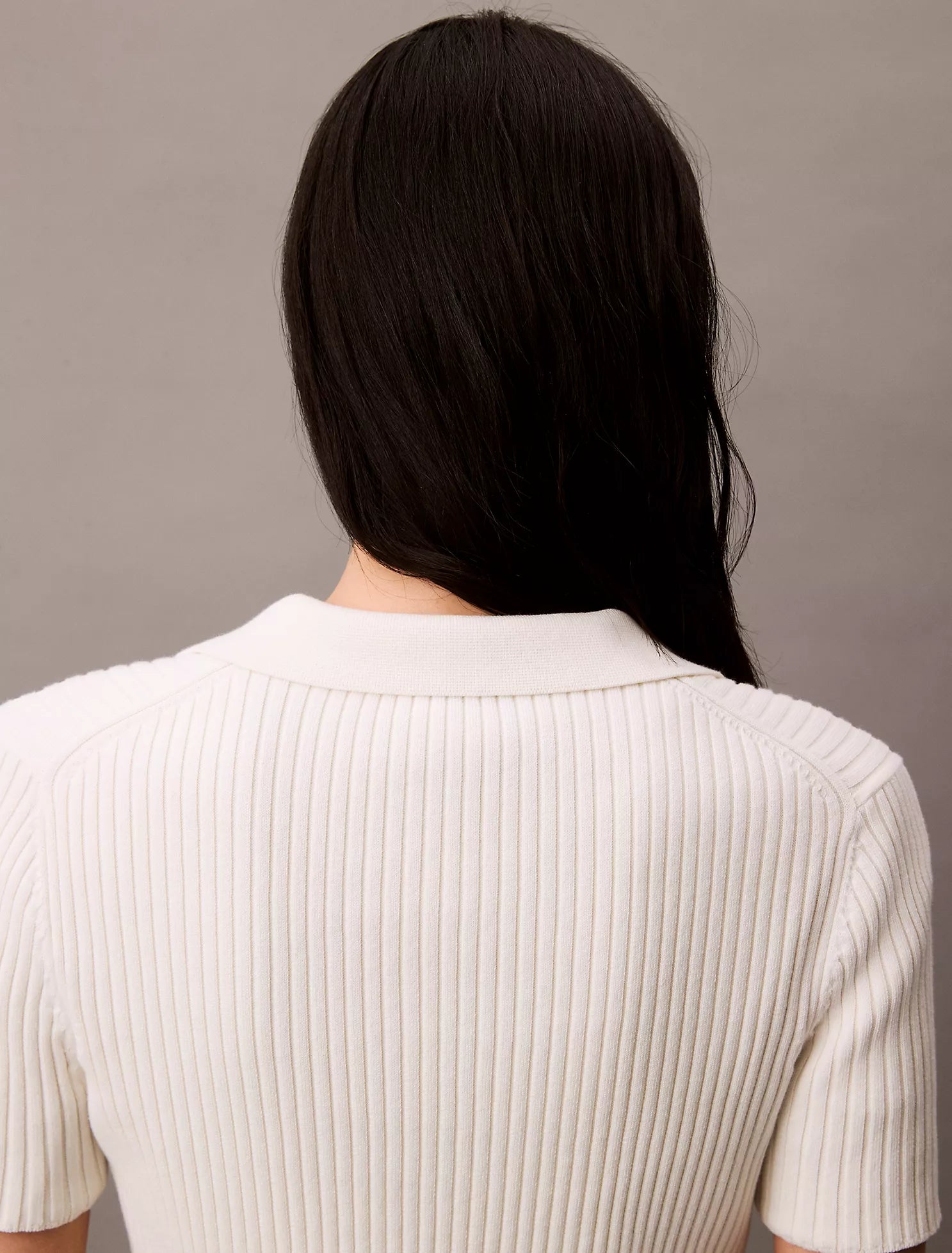 Smooth Cotton Rib Sweater Polo Shirt