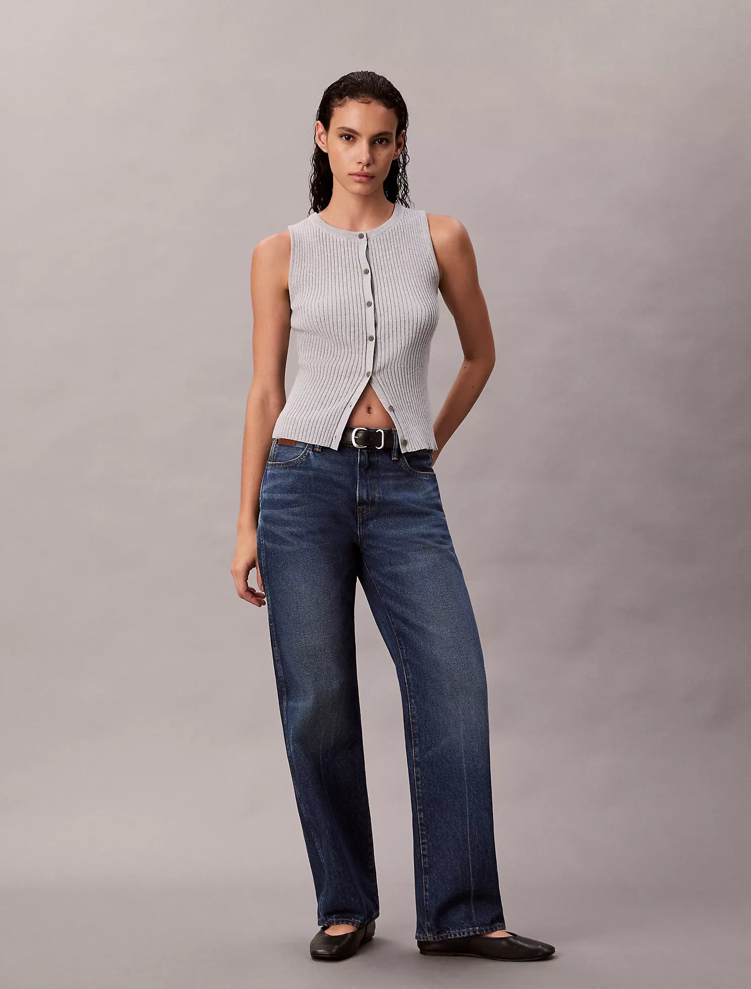 Smooth Cotton Rib Sweater Tank