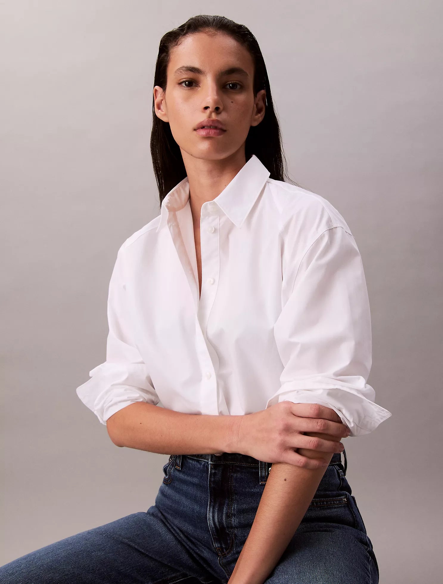 Boxy Cropped Button-Down Shirt